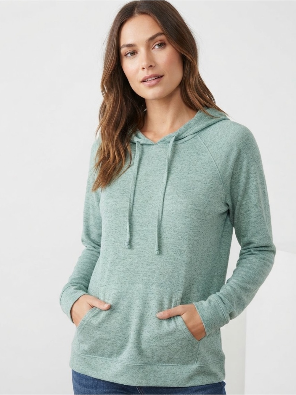 Ink + Love + Peace Marled Sage Green Lightweight Hoodie Size XL